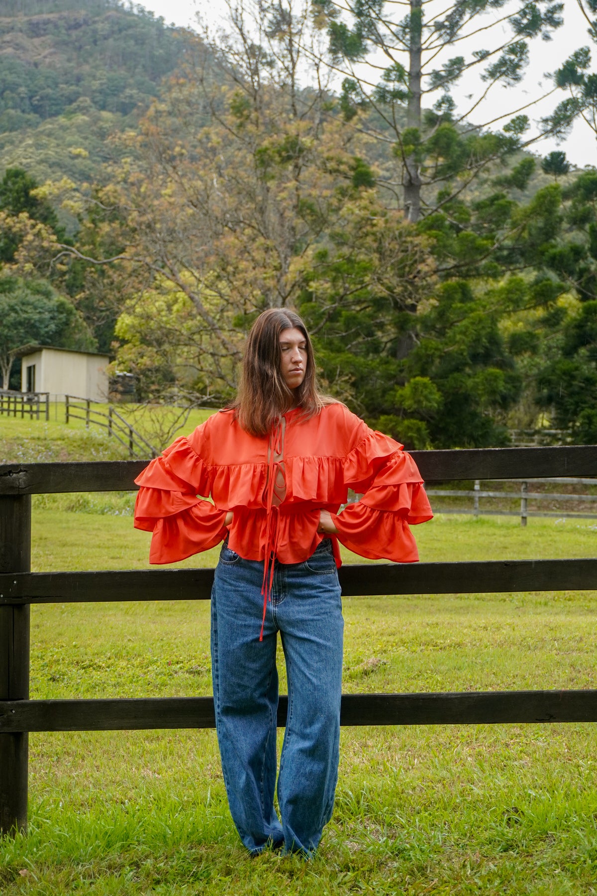Cascada Ruffle Crop | Red