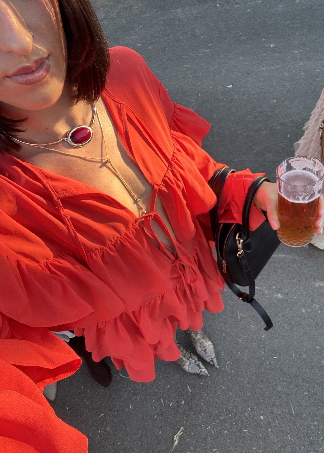 Cascada Ruffle Mini Dress | Red