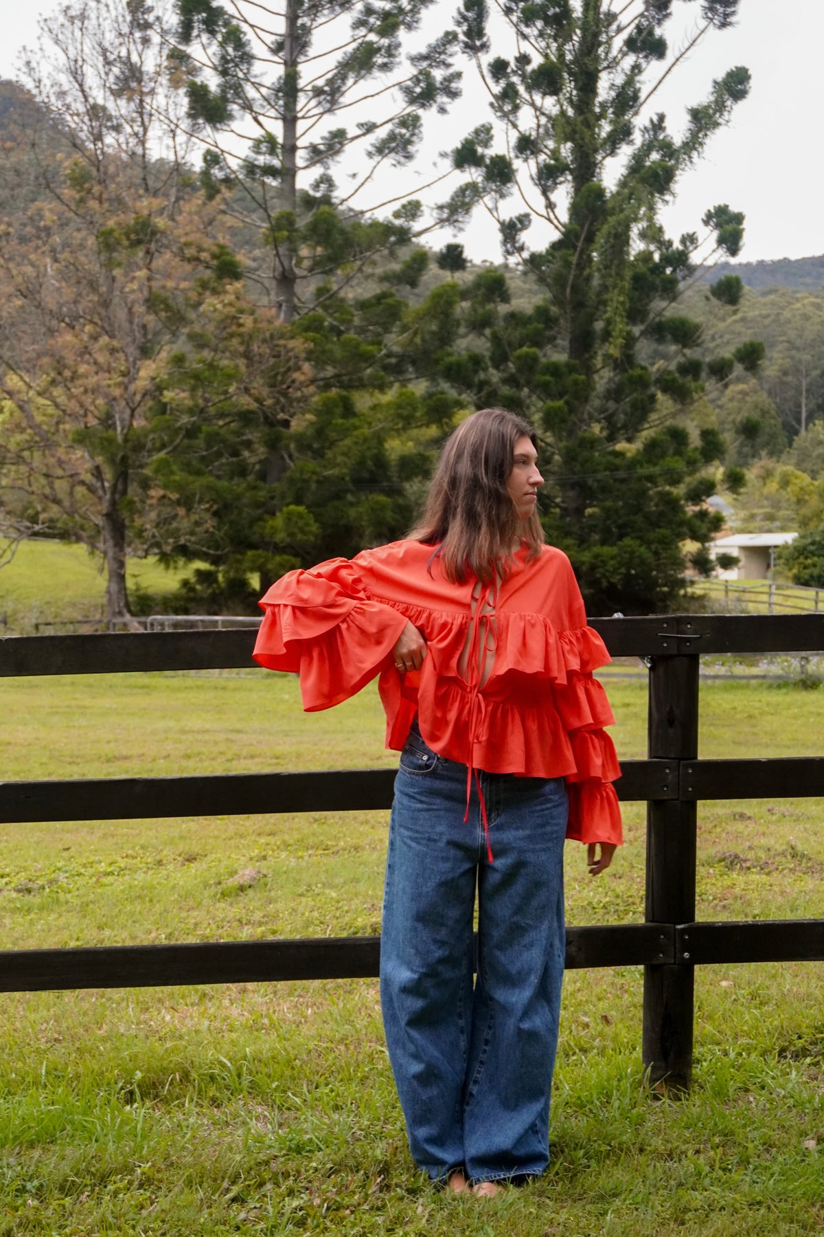 Cascada Ruffle Crop | Red
