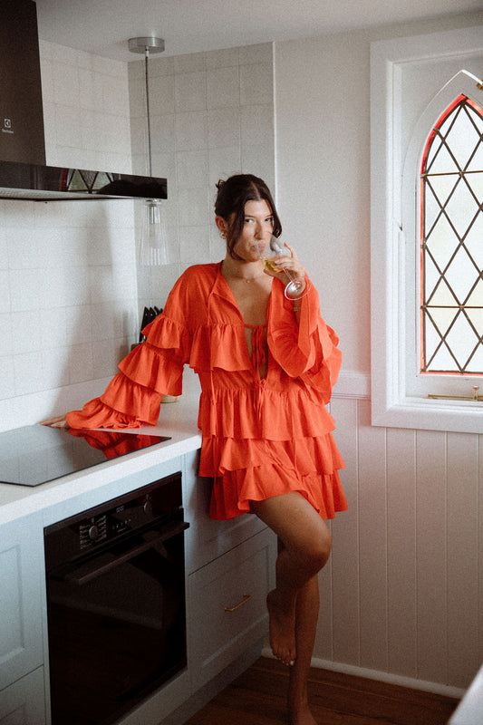 Cascada Ruffle Mini Dress | Red
