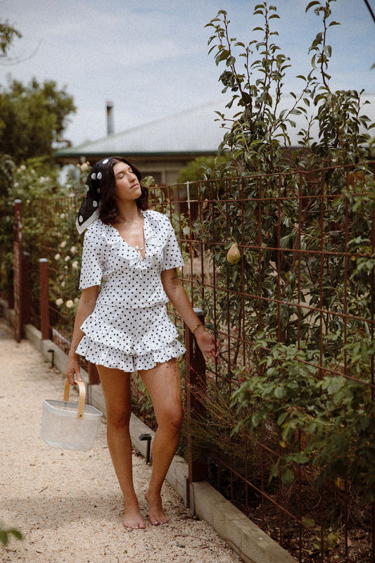 Lenni Ruffle Top | Polka Dot