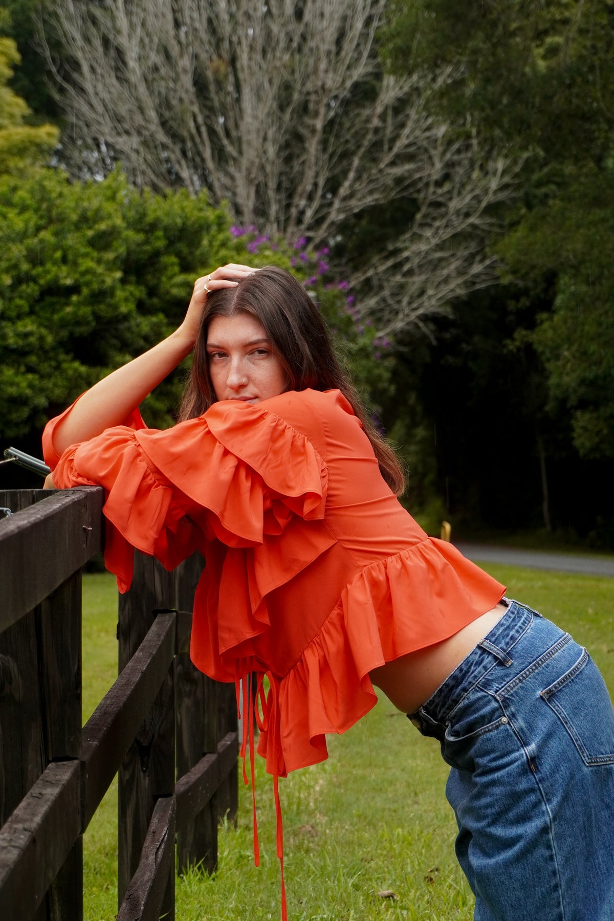 Cascada Ruffle Crop | Red