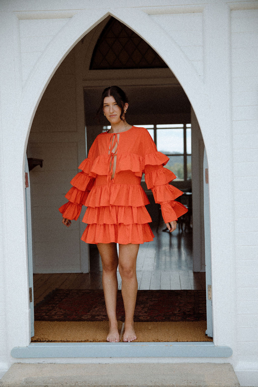 Cascada Ruffle Mini Dress | Red
