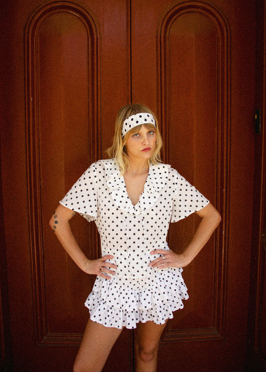 Lenni Ruffle Top | Polka Dot