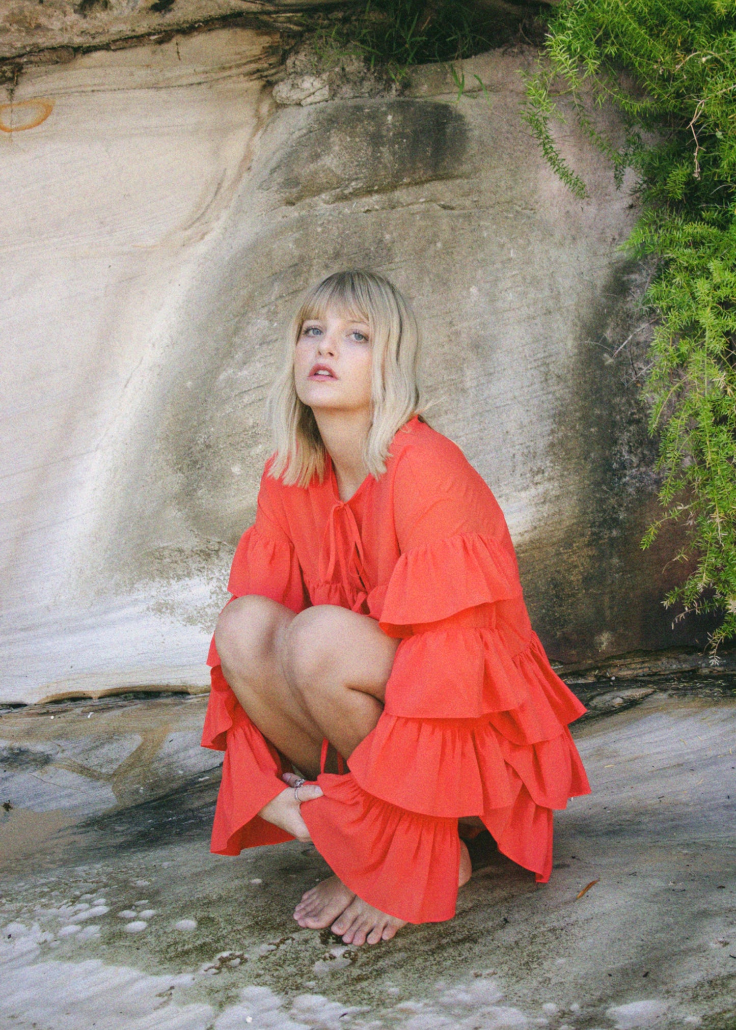 Cascada Ruffle Mini Dress | Red