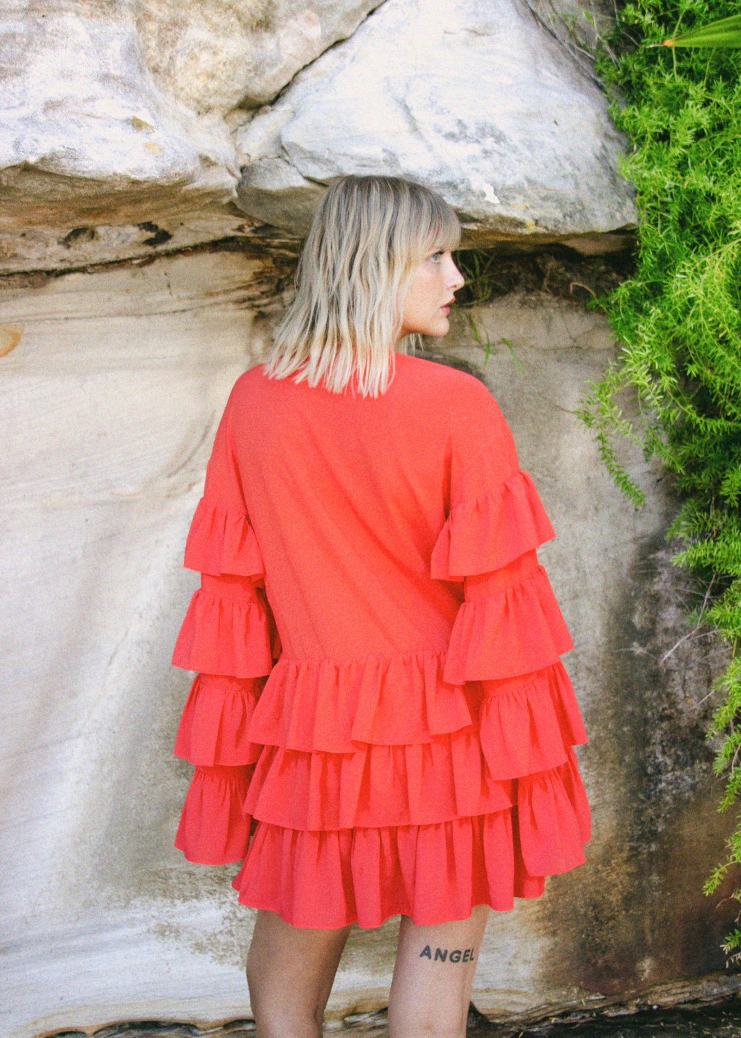 Cascada Ruffle Mini Dress | Red